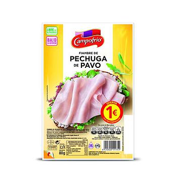 PAVOFRÍO fiambre de pechuga de pavo en lonchas sobre 80 gr
