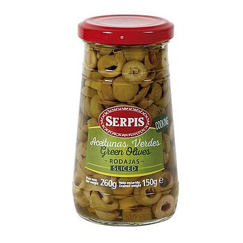 SERPIS aceitunas verdes rodajas frasco 150 gr