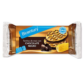 BICENTURY tortitas de maíz con chocolate negro paquete 90 gr