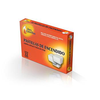TRES ESTRELLAS pastillas de encendido caja 32 uds